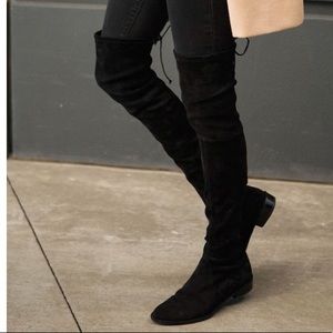 Over the knee black vegan suade boots